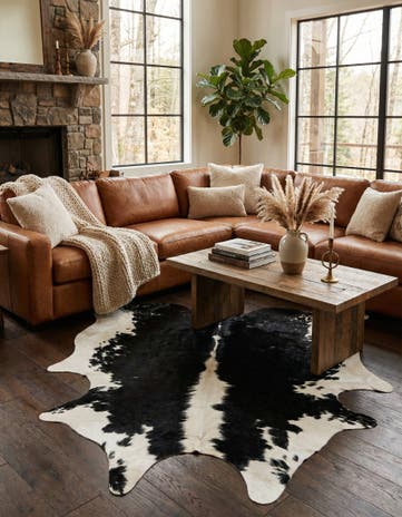 6' 2 x 6' 6 Cowhide Leather Square Rug