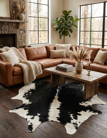 6' 2 x 6' 6 Cowhide Leather Square Rug