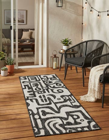 2' x 5' 3 Easy-Clean Modern Indoor / Outdoor Runner Rug
