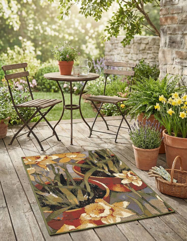 Detail image of 2' x 3'  Washable Botanical Indoor / Outdoor Rug