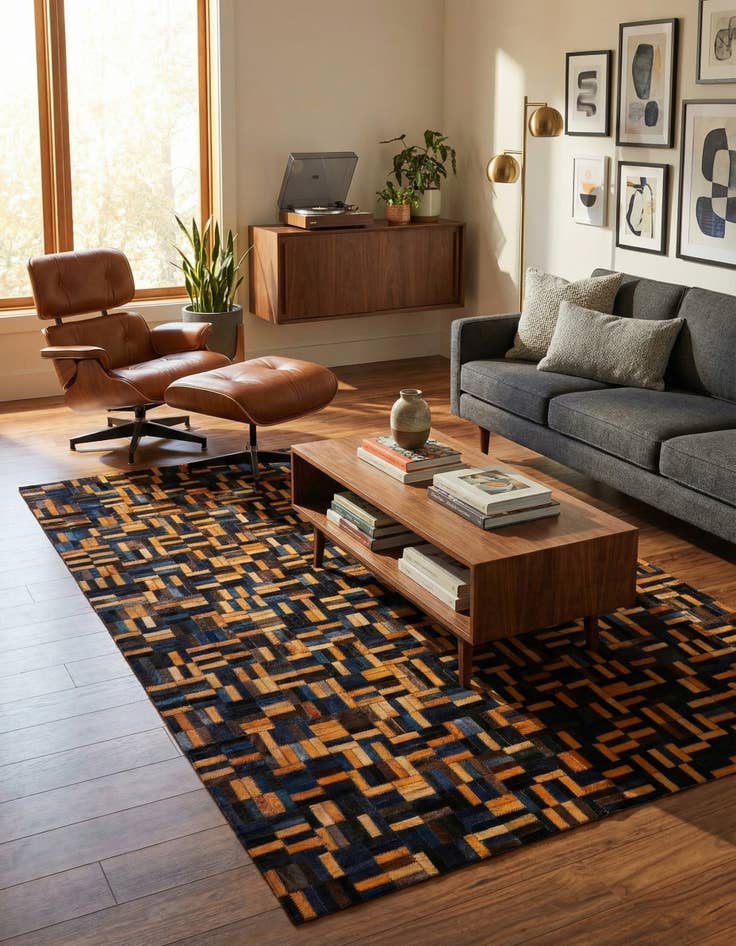 Detail image of  5' x 7' 11 Cowhide - Patchwork Rug