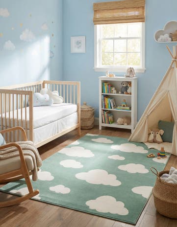 Soft Green Whimsy Kids Rug