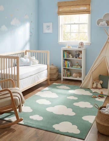 Soft Green Whimsy Kids Rug