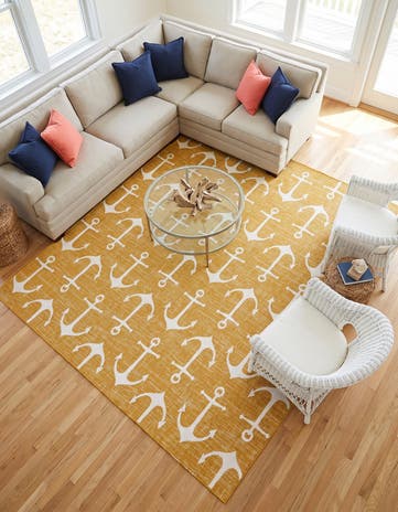 10' x 10' Easy-Clean Coastal Indoor / Outdoor Square Rug