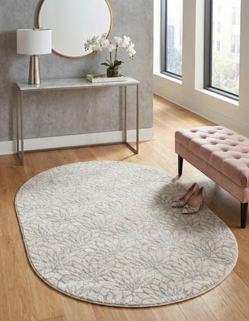 White Silver Marilyn Monroe™ Glam Dahlia Oval Rug