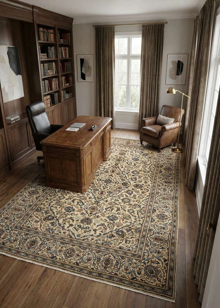 7' 11 x 11' 8 Hand Knotted Kashan Persian Wool Rug