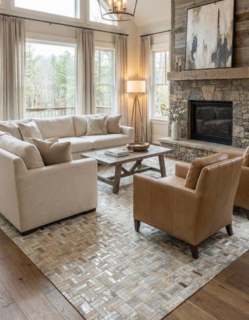 8' x 9' 9 Cowhide Leather Rug