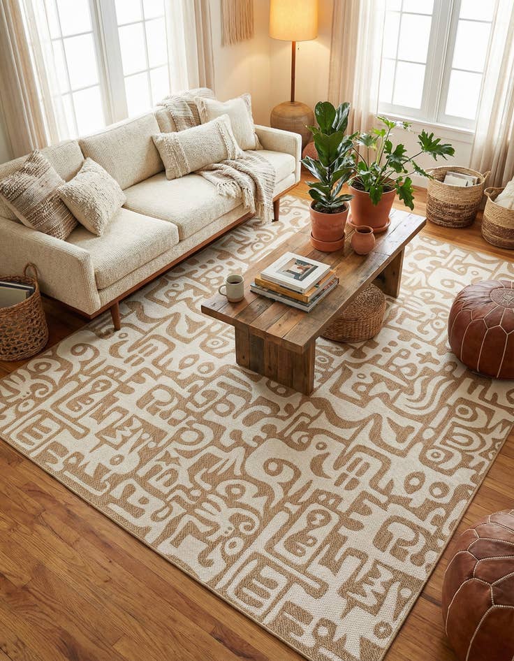 Detail image of 10' x 14'  Washable Modern Indoor / Outdoor Rug