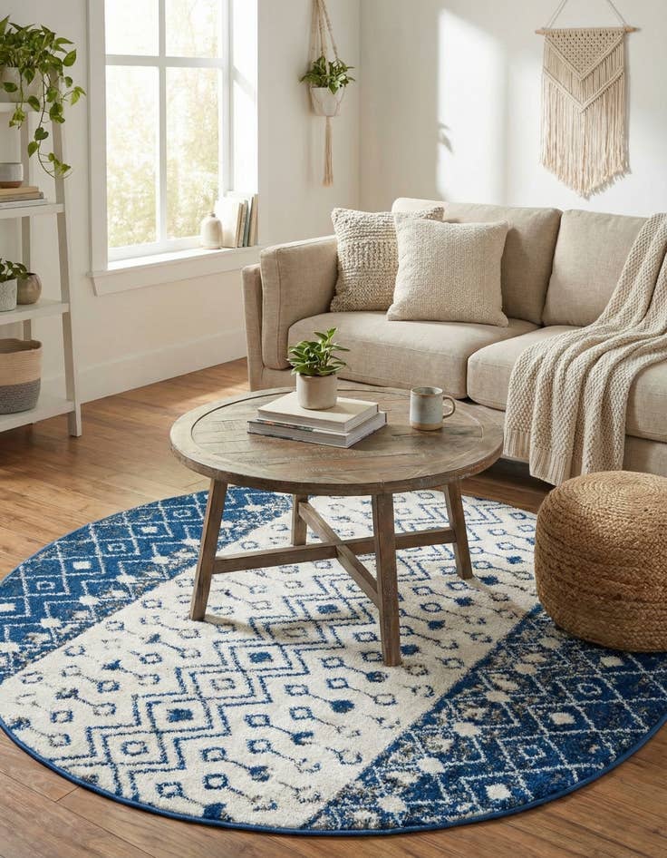 Detail image of 5' 3 x 5' 3 Moroccan Trellis Round Rug