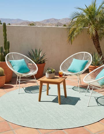 Palm Green Easy-Clean Jill Zarin Palm Springs Indoor / Outdoor Round Rug