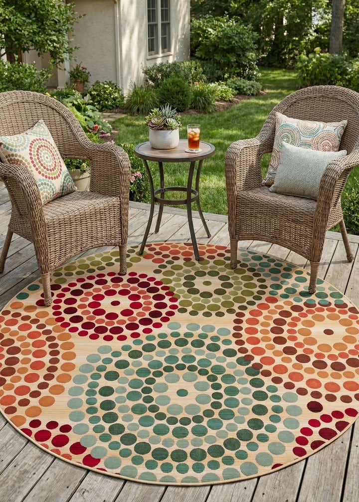 8' x 8' Easy-Clean Modern Indoor / Outdoor Round Rug