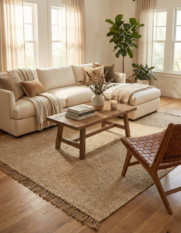 Detail image of 9' x 12'  Hand Woven Braided Jute Rug