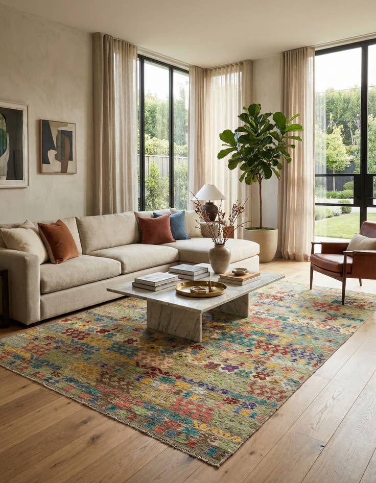 Detail image of 8' 9 x 12'  Hand Woven Kilim Modern Wool Rug