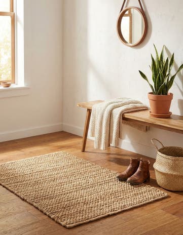 2' x 3' 1 Hand Woven Chunky Jute Rug