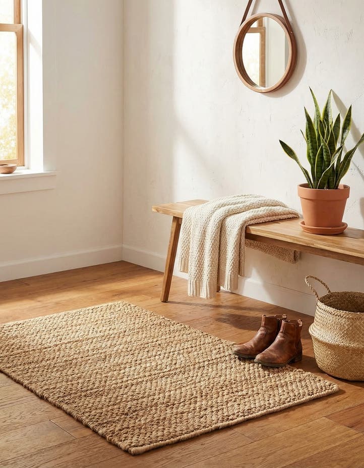 2' x 3' 1 Hand Woven Chunky Jute Rug