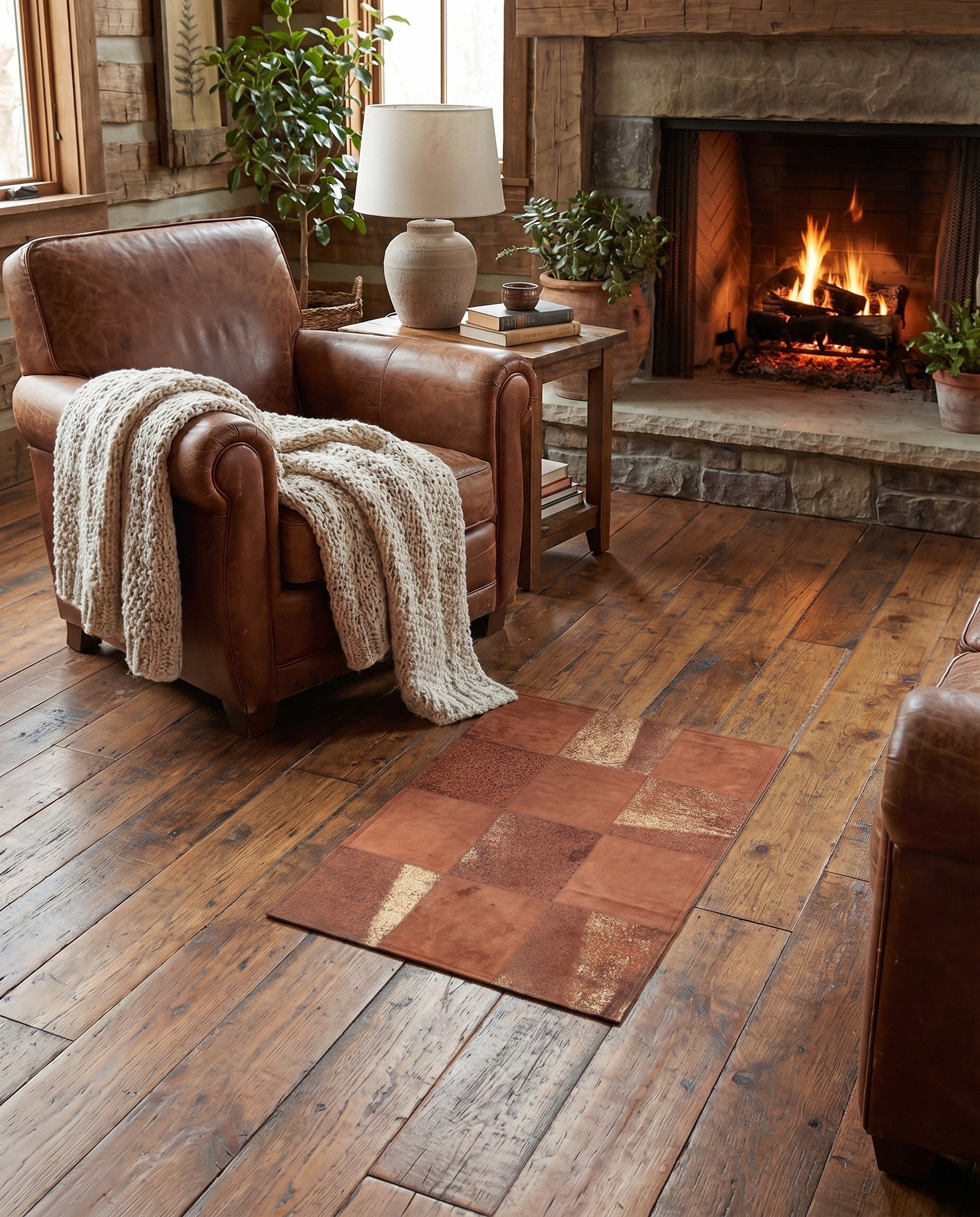 2' 1 x 3' 1 Cowhide Leather Rug