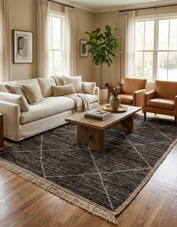 Detail image of 5' 11 x 9' 2  Hand Knotted Moroccan Wool Rug