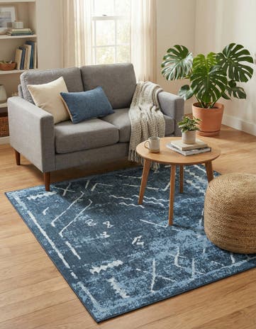 Navy Blue Kamala Washable Square Rug