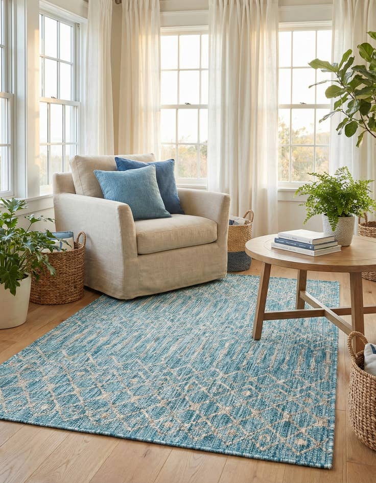 Detail image of 4' x 6' Easy-Clean Trellis Indoor / Outdoor Rug