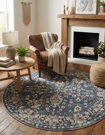 Blue Oregon Round Rug