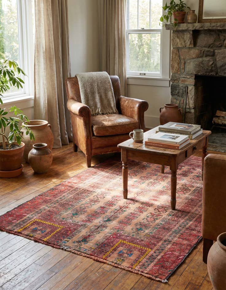 Detail image of  2' 10 x 4'  Hand Knotted Ultra Vintage Persian Wool Rug