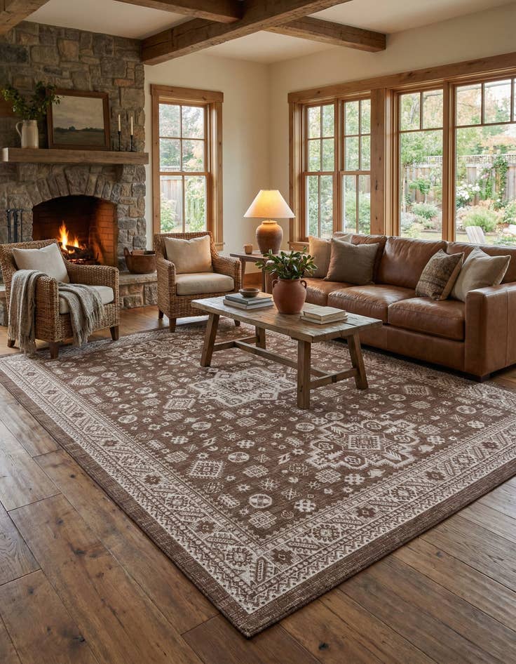 Detail image of 10' x 14'  Washable Aztec Indoor / Outdoor Rug