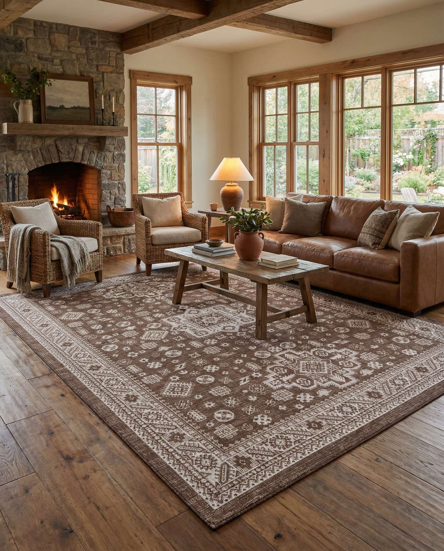10' x 14' Easy-Clean Aztec Indoor / Outdoor Rug