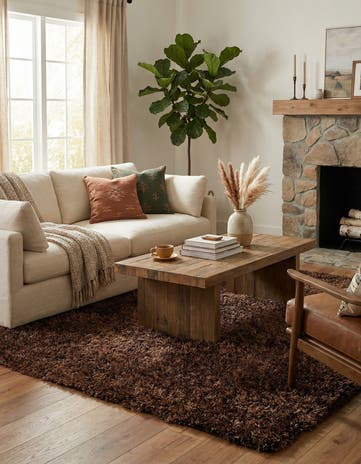 5' 2 x 6' 7 Hand Knotted Solid Shag Rug