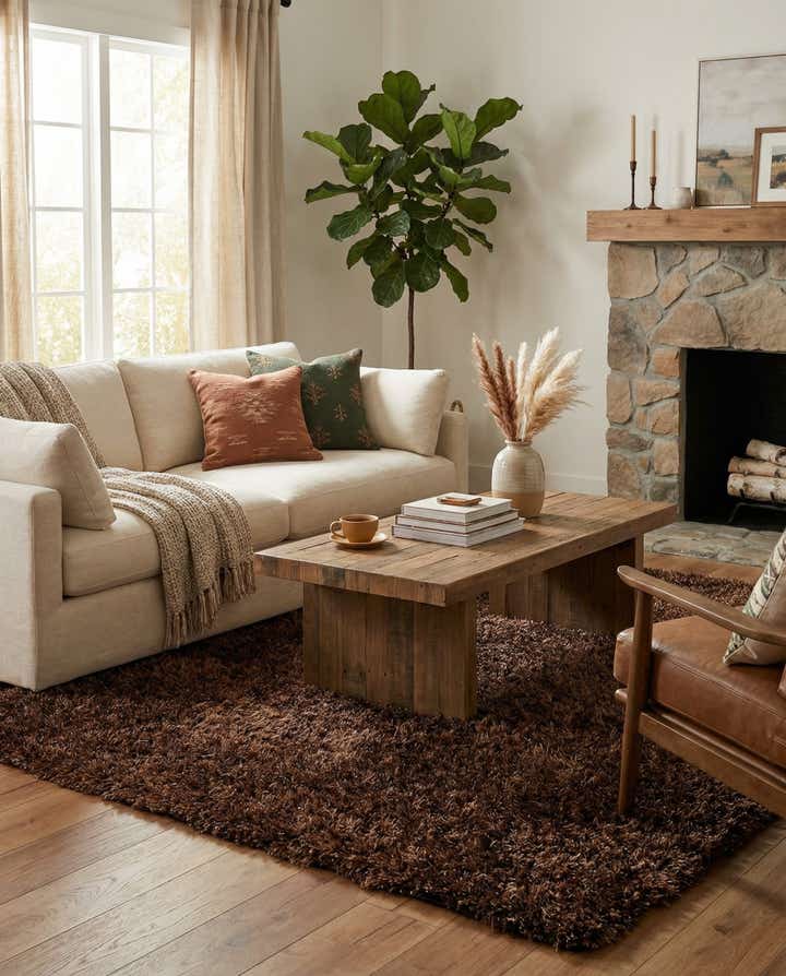 5' 2 x 6' 7 Hand Knotted Solid Shag Rug