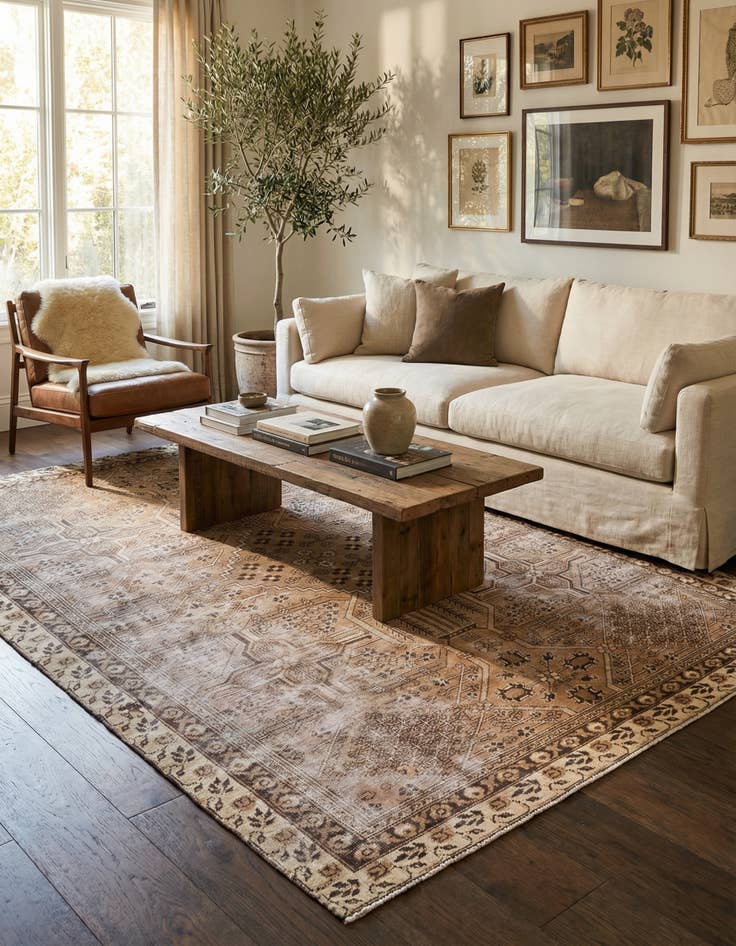 Detail image of  6' 2 x 9' 3  Hand Knotted Ultra Vintage Persian Wool Rug