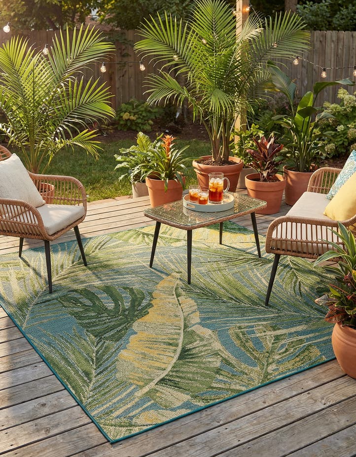 7' 10 x 7' 10 Easy-Clean Botanical Indoor / Outd...