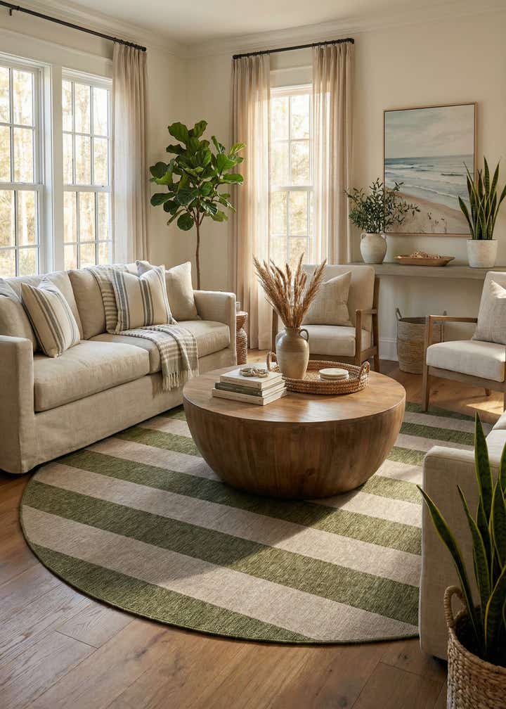 12' x 12' Easy-Clean Ribbon Indoor / Outdoor Round Rug