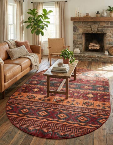 Rust Red Lucerne Oval Rug
