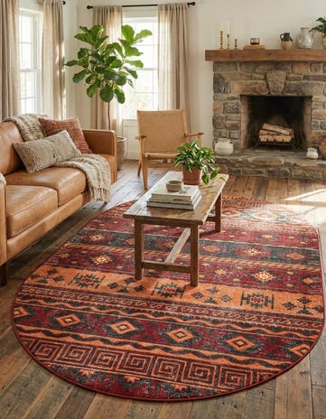 Rust Red Lucerne Oval Rug