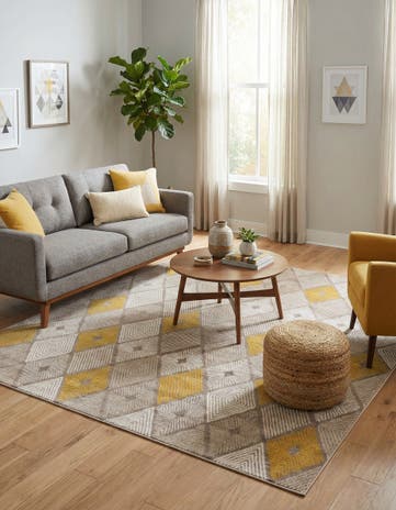 Ivory and Yellow Laguna Square Rug