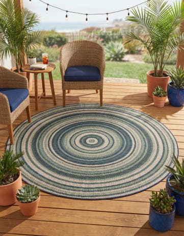 6' x 6' Easy-Clean Baja Indoor / Outdoor Round Rug