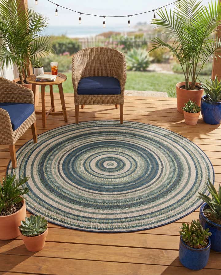 6' x 6' Easy-Clean Baja Indoor / Outdoor Round Rug