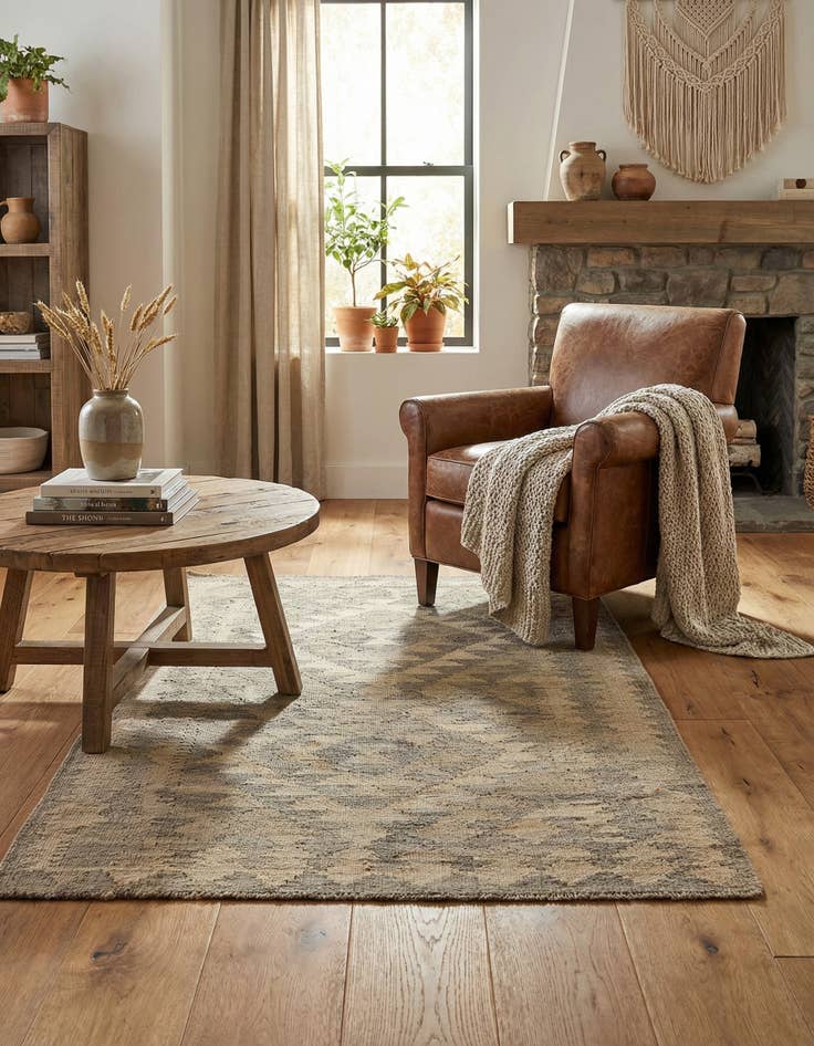 Detail image of 2' 6 x 4' 2  Hand Woven Kilim Maymana Wool Rug