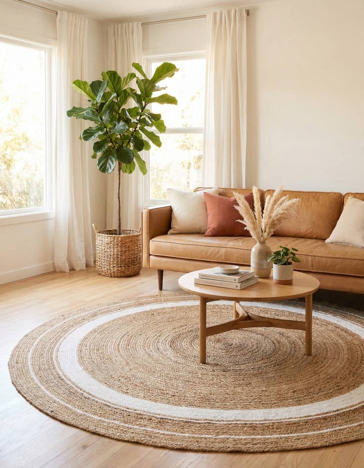 Detail image of 8' x 8'  Hand Braided Jute Round Rug