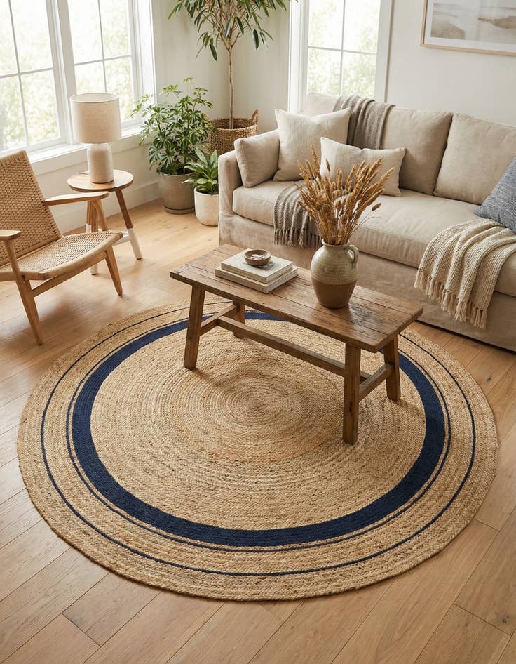 Detail image of 8' x 8'  Hand Braided Jute Round Rug