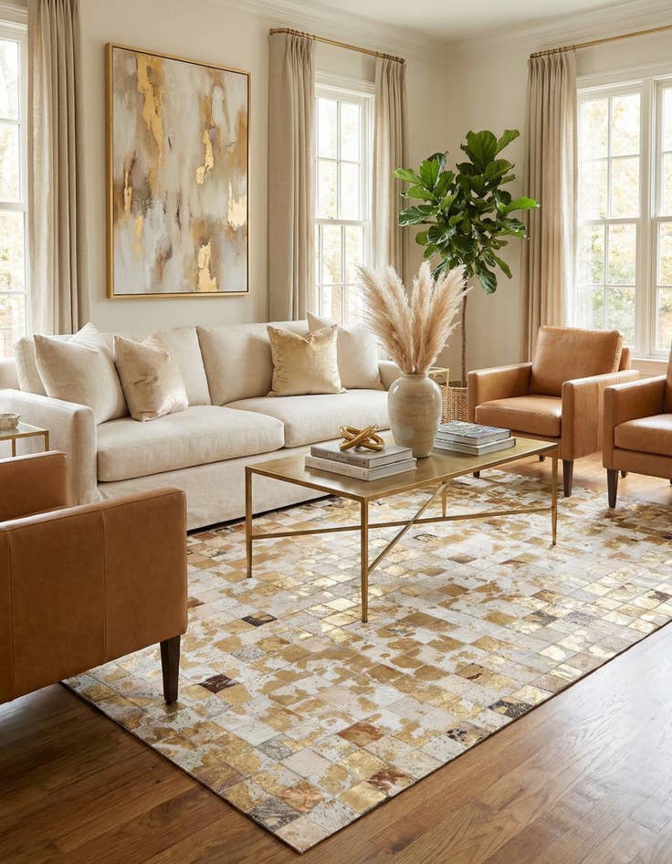 Detail image of 5' 2 x 7' 11 Cowhide Stocks Rug