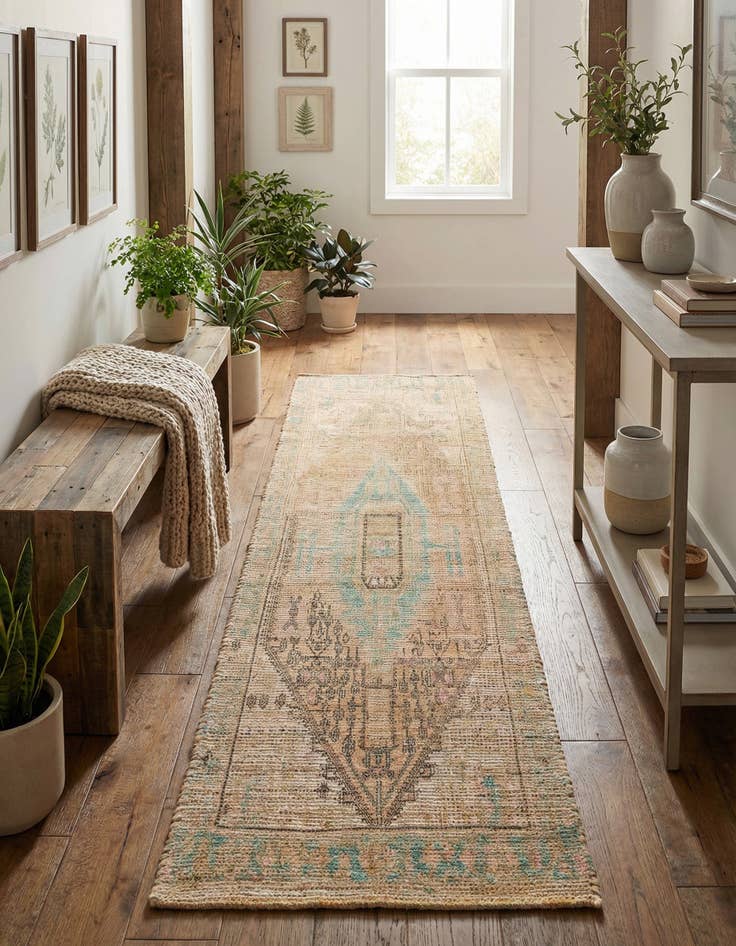 Detail image of 2' 2 x 8'  Hand Woven Chenille Jute Runner Rug