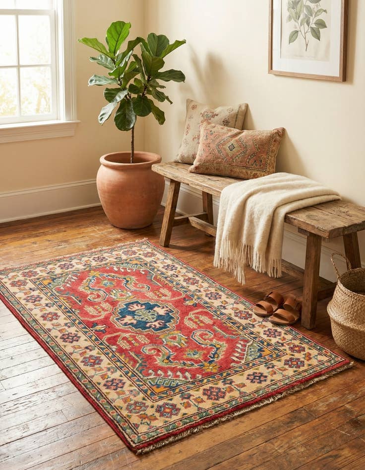 Detail image of 2' 8 x 4' 2  Hand Knotted Kazak Rug