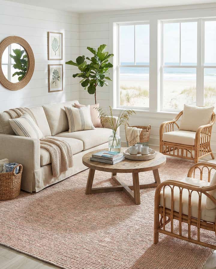 6' 1 x 9' Hand Woven Seaside Pearl Jute Rug