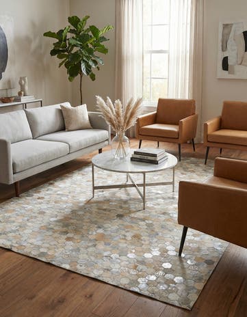 5' 2 x 7' 10 Cowhide Leather Rug