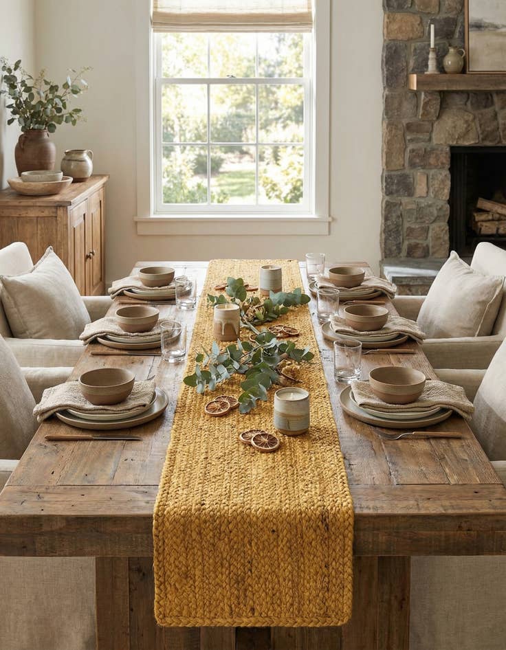 Detail image of  1' 2 x 8'  Hand Braided Jute Table Runner Rug