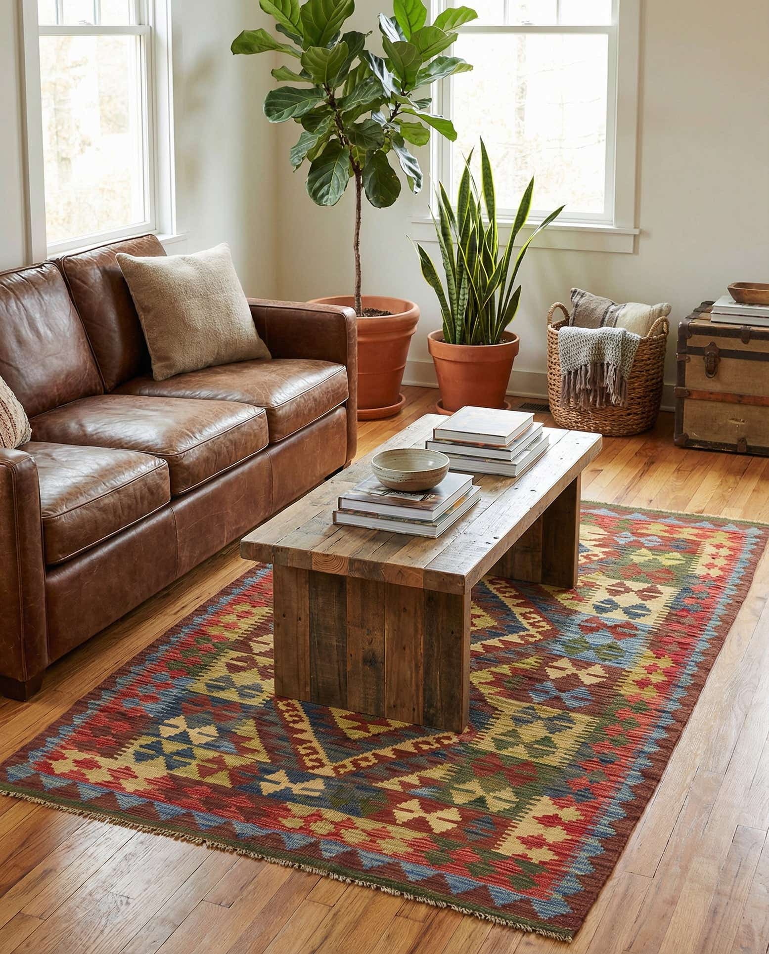 3' 4 x 6' 3 Hand Woven Kilim Maymana Wool Rug