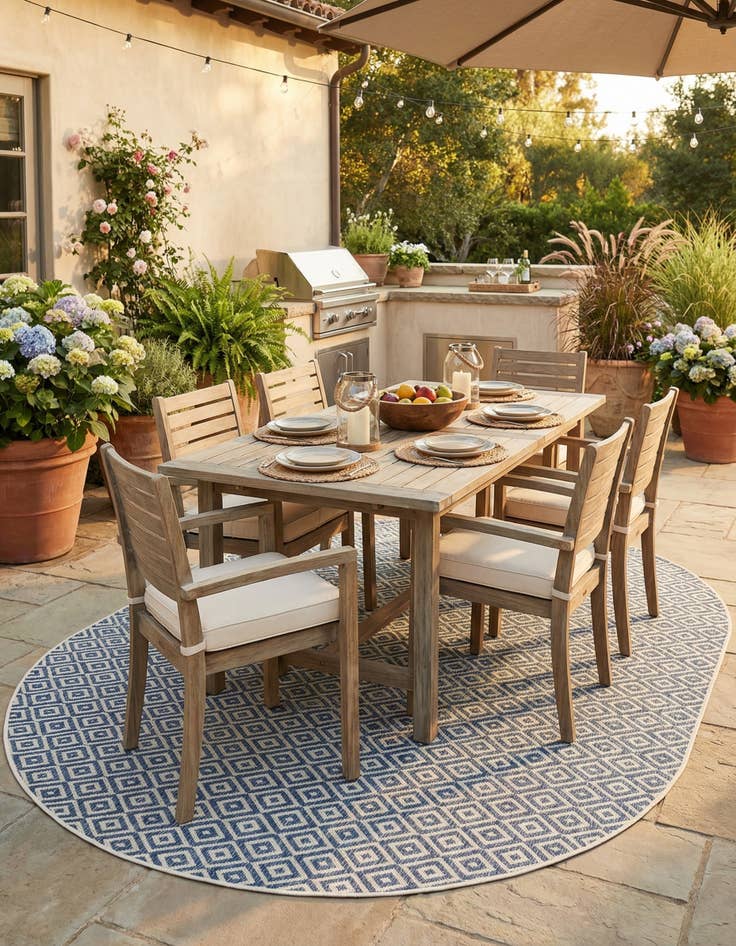 Detail image of 7' 10 x 10'  Washable Jill Zarin Costa Rica Indoor / Outdoor Oval Rug