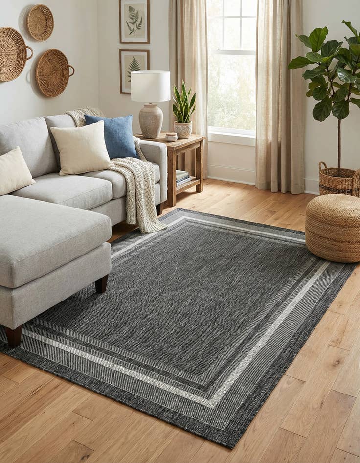 Detail image of 5' 3 x 7' Easy-Clean Border Indoor / Outdoor Rug