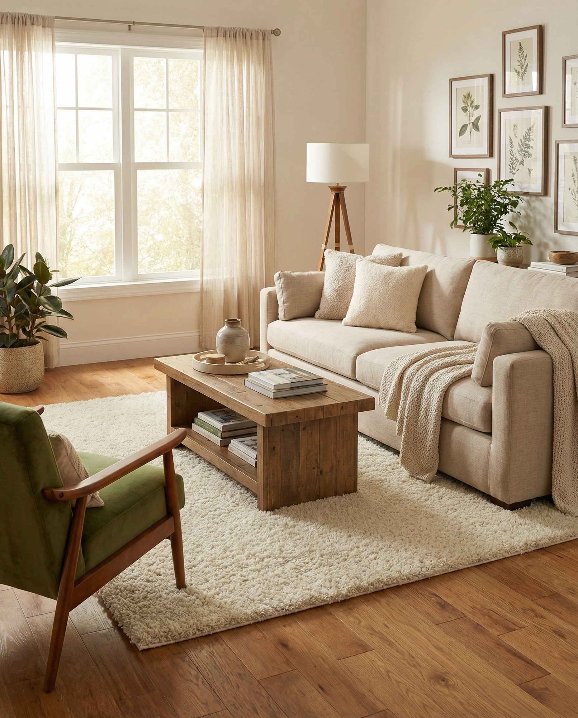 A soft, plush 5x8 rectangular ivory shag rug, perfect for adding cozy texture to a living room or bedroom.